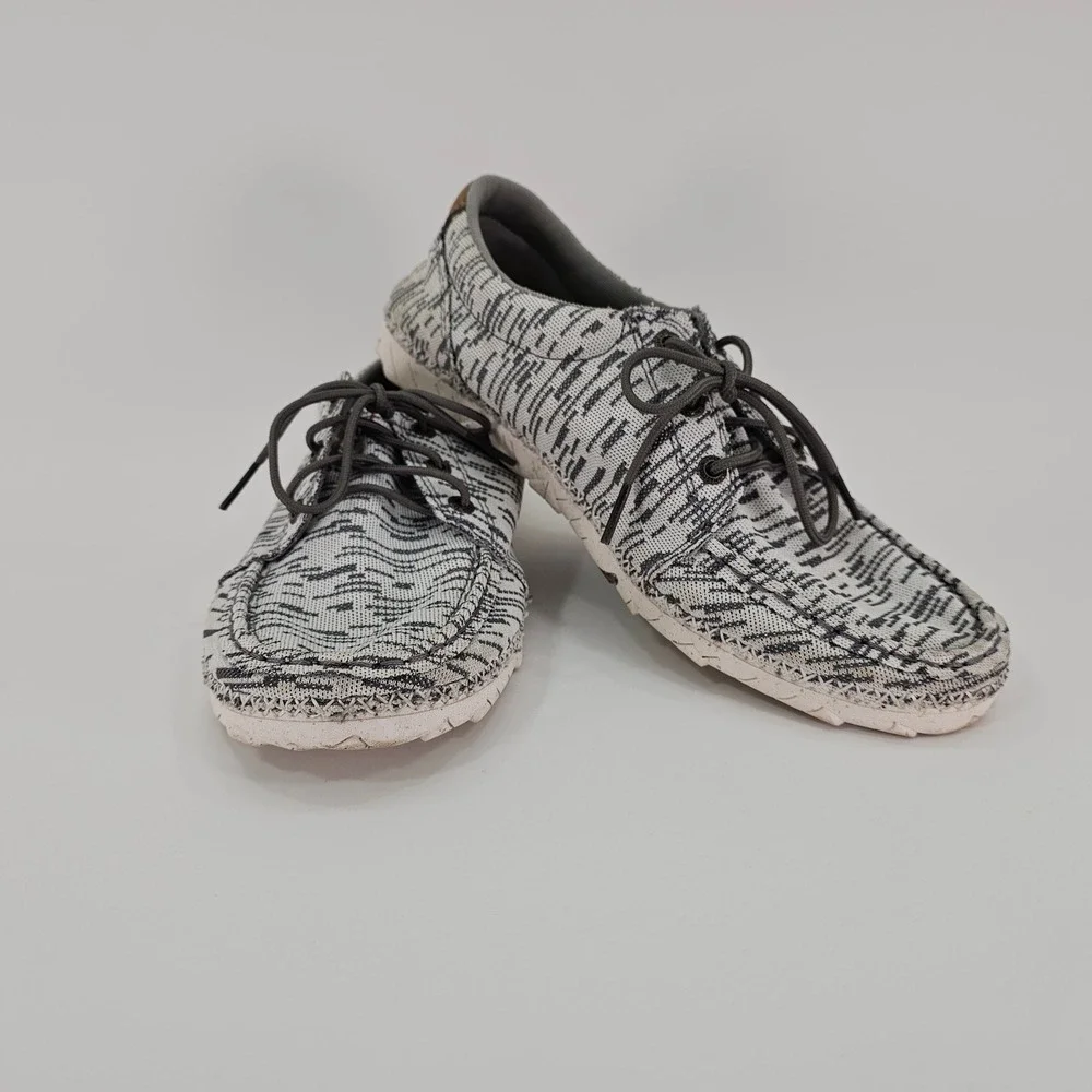 Twisted X‎ Mens EcoTWX Slip On Driving Loafers Grey White Patterned Knit 9.5
